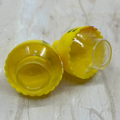Celluloid Yellow Oil Lamp Flower Salt and Pepper Shakers TI7