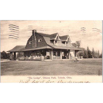 1907 Postcard The Lodge, Ottawa Park Toledo Ohio TD9