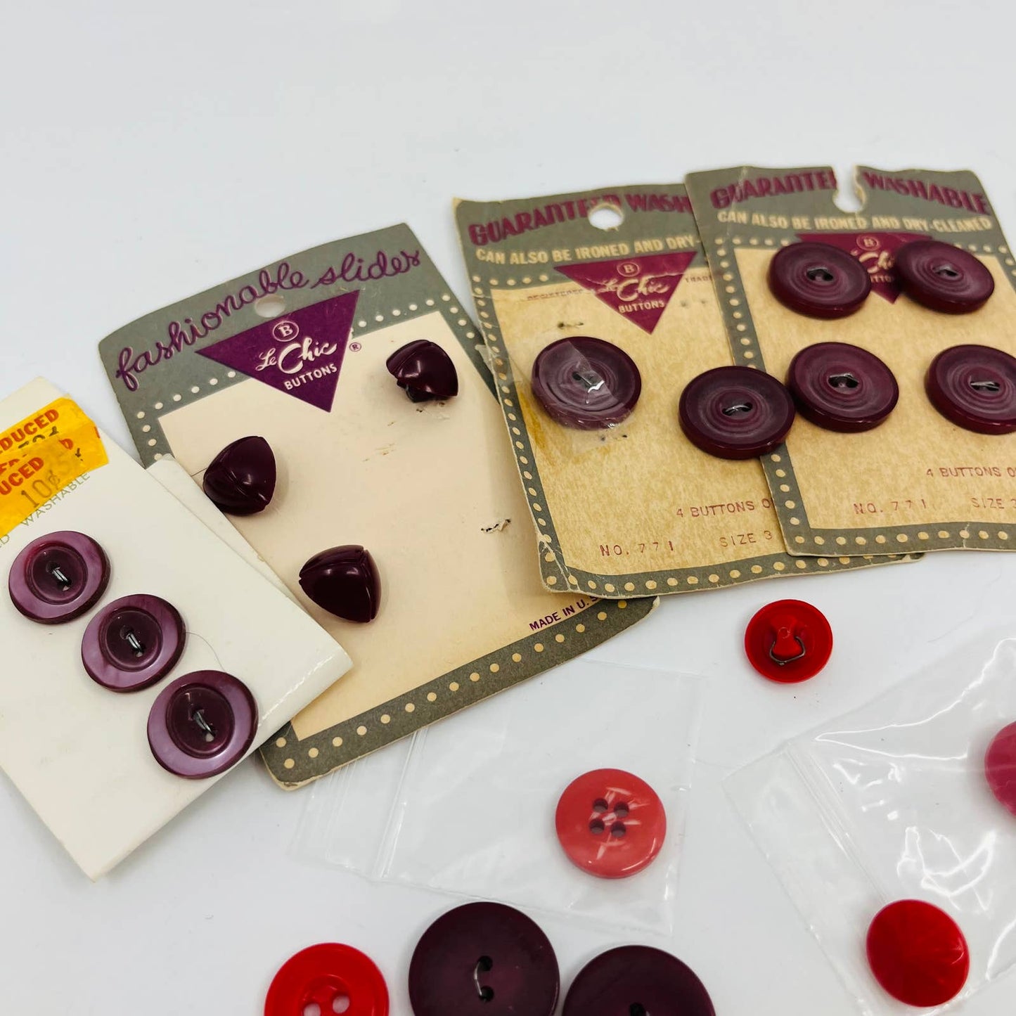 Lot of Vintage Red Maroon Buttons TA6