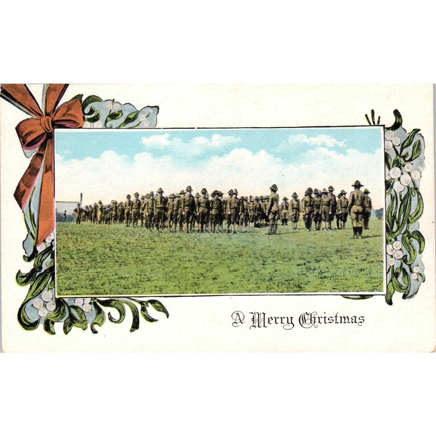 1918 WWI US Army Doughboys Christmas Original Postcard TK1-26