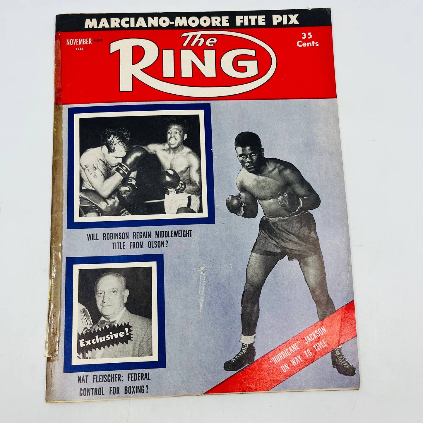 1955 Nov - The Ring Boxing Magazine – Hurricane Jackson Cover Marciano-Moore TA5