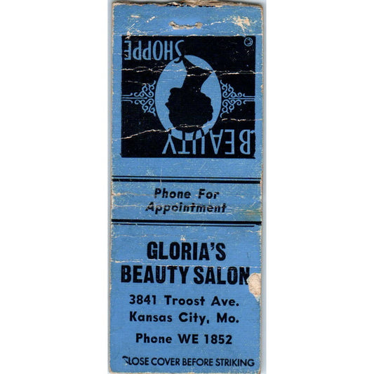 Gloria's Beauty Salon Kansas City MO Advertising Matchbook Cover SA9-M3