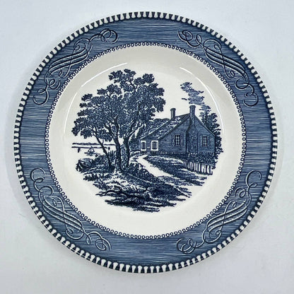 CURRIER & IVES Royal Blue 7.25" Plate Lake House/Washington's Birthplace TI3-1
