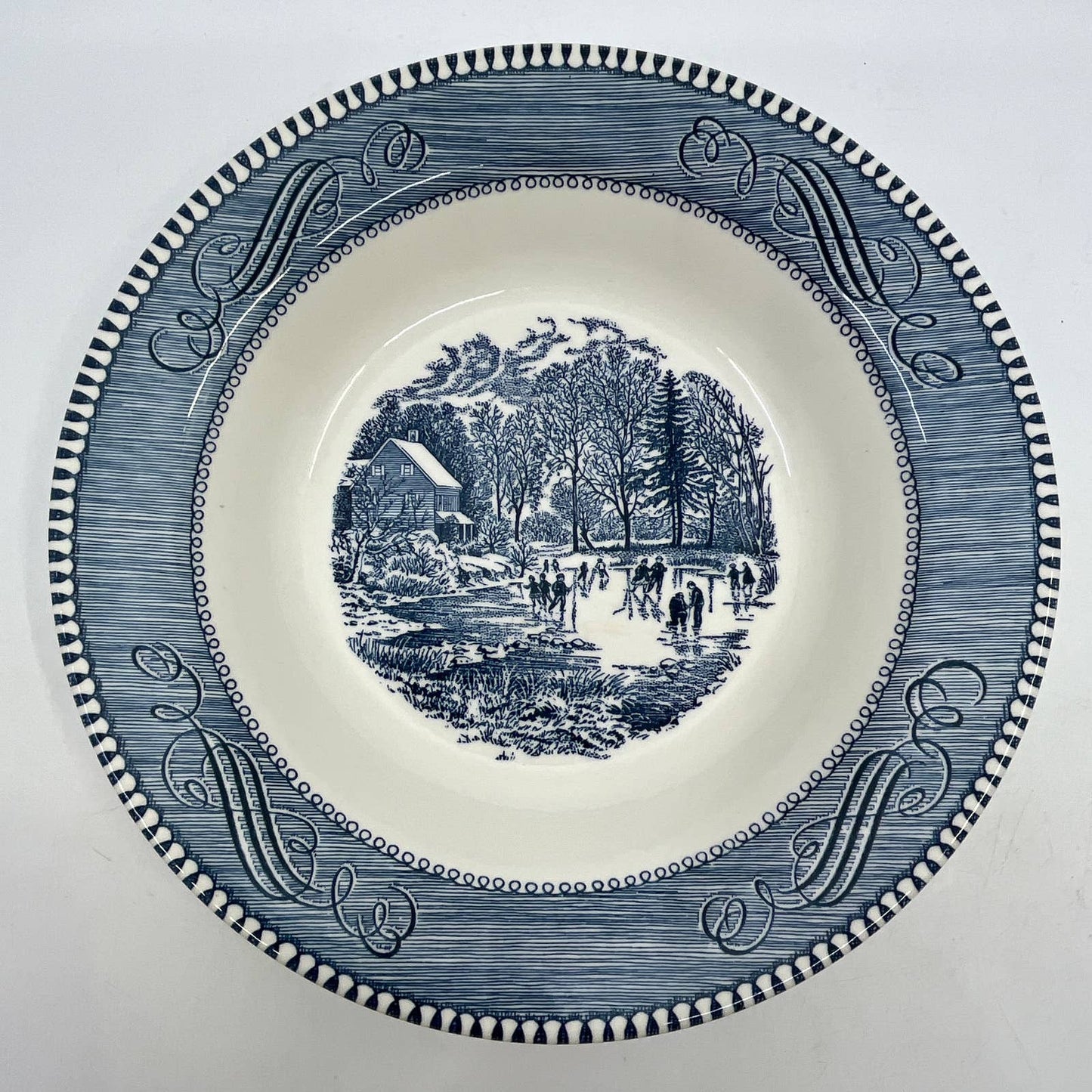 Royal China Currier and Ives Soup/Salad Bowl  8 1/2" Early Winter Blue TI3-2
