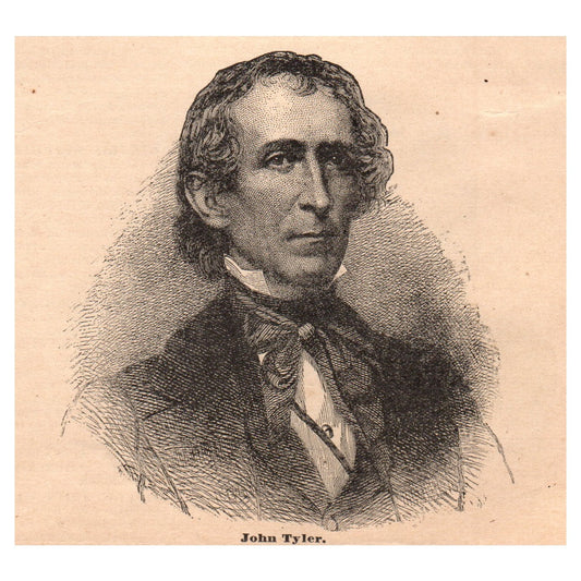 President John Tyler Portrait 4x4" Original Engraving 1899 AK3-7