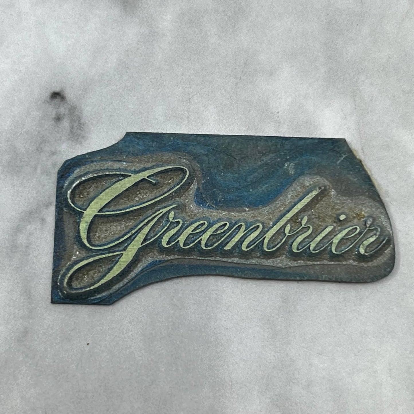 Vintage Printing Letterpress Printers Block Plate Greenbrier SE829