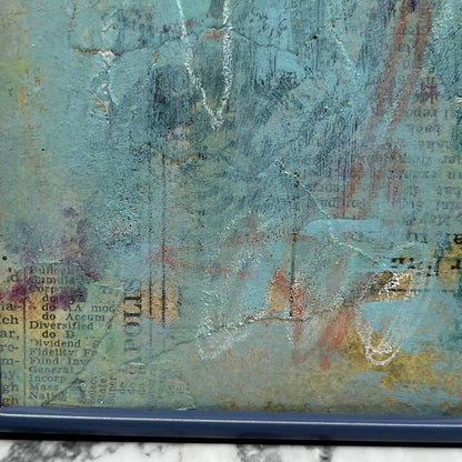 Original Framed Mixed Media Abstract Art Painting 8x10 “Blue OTS” With COA