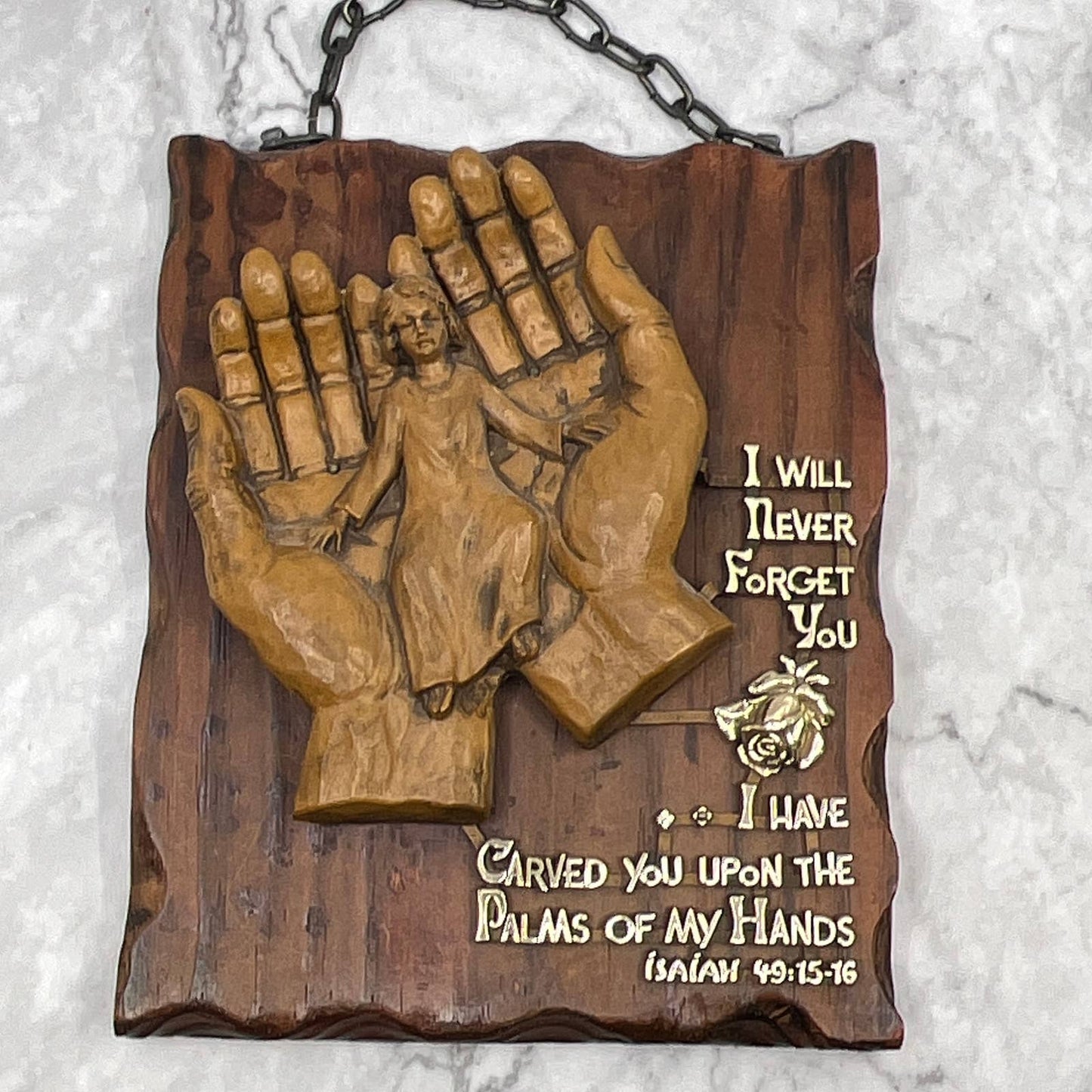 Vintage MCM God's Promise-Isaiah 49:15-16 Wall Relief W.G. Kauders Germany TI7