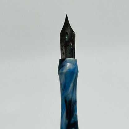 Vintage Fountain Blue Tie Dye Dip Pen Celluloid #6 Nib SB9