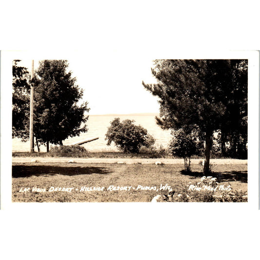 Lac Vieux Desert Hillside Resort Phelps Wisconsin RPPC Original Postcard TJ9-P3