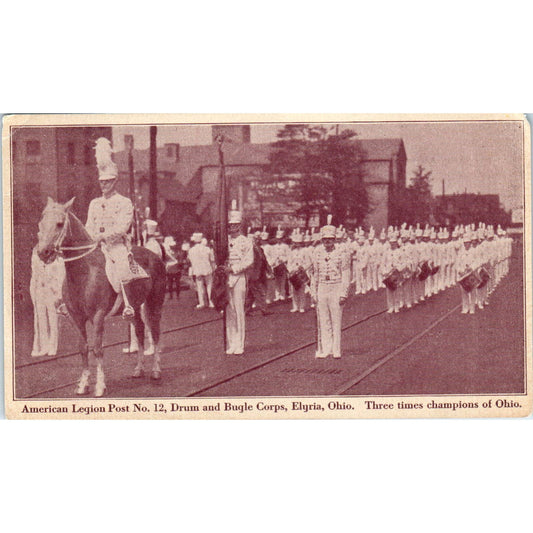 Antique Postcard American Legion Post No. 12, Drum & Bugle Corps Elyria Ohio TD9