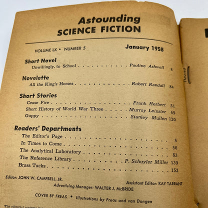 Astounding Science Fiction Pulp January 1958 - Frank Herbert Mullen Leinster TH9