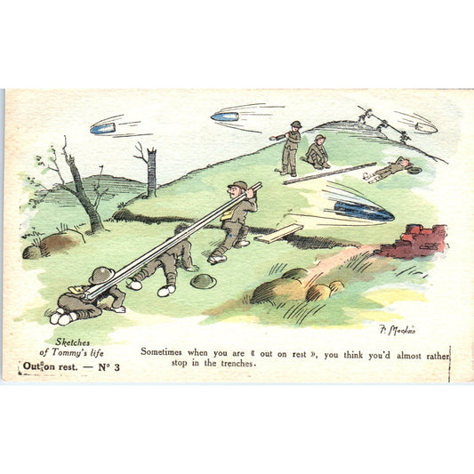 WW1 Fergus Mackain Wartime Sketches of Tommy's Life No.3 Postcard P2-11