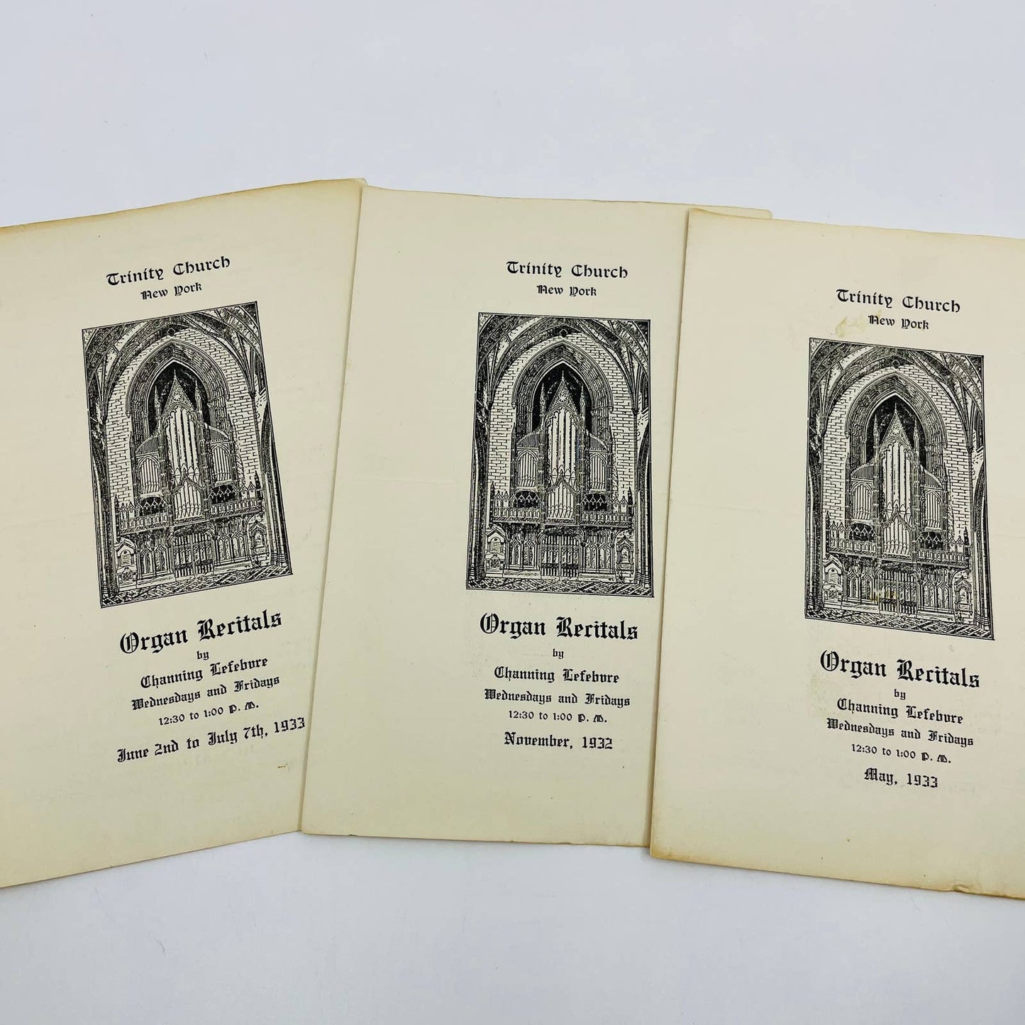 1932-33 Lot of 3 Trinity Church New York Organ Recital Programs TD7