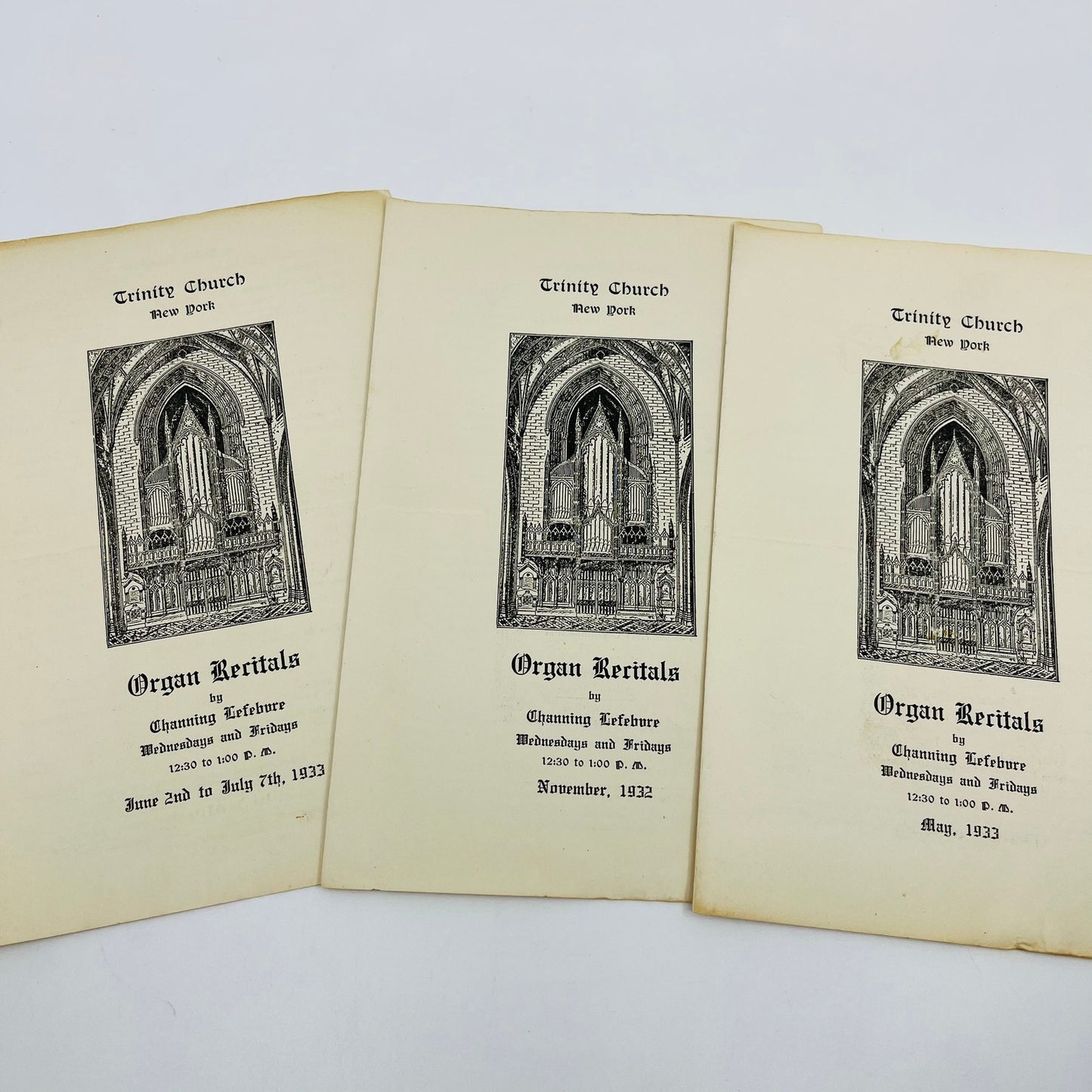 1932-33 Lot of 3 Trinity Church New York Organ Recital Programs L4-3