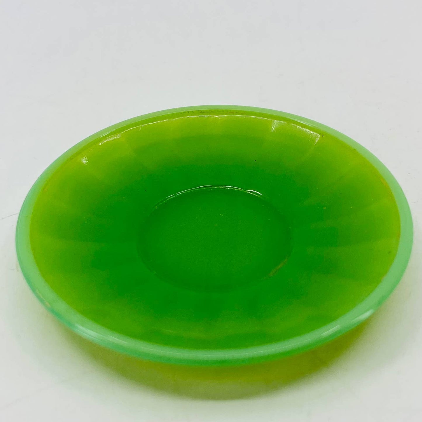 Akro Agate Marble Green Jadeite Circle Plate Child's Toy Tea Party Doll 2.75”