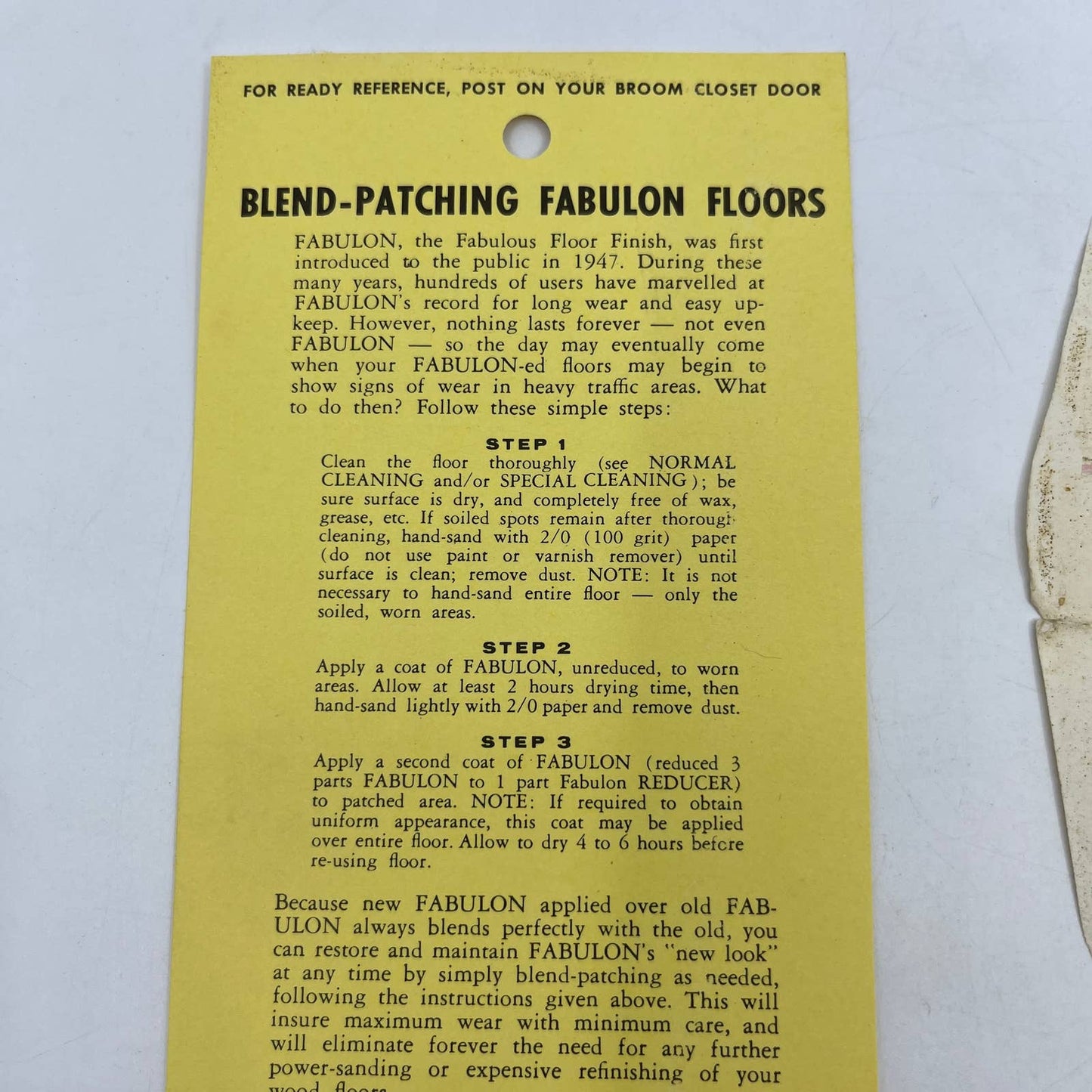 1950s Pierce & Stevens Chemical Corp Fabulon Floor Cleaner Leaflet Envelope AC8