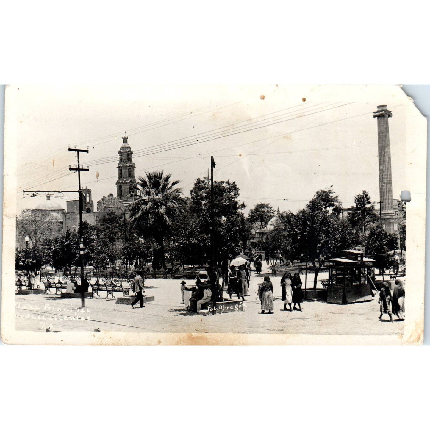 Plaza Principal Aguascalientes, Mexico RPPC Original Postcard TK1-21