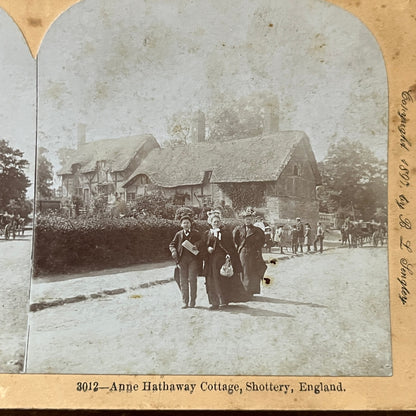 Anne Hathaway Cottage Shottery England Antique Stereoview Card H2-4