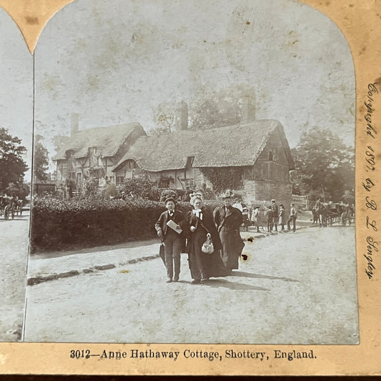 Anne Hathaway Cottage Shottery England Antique Stereoview Card H2-4
