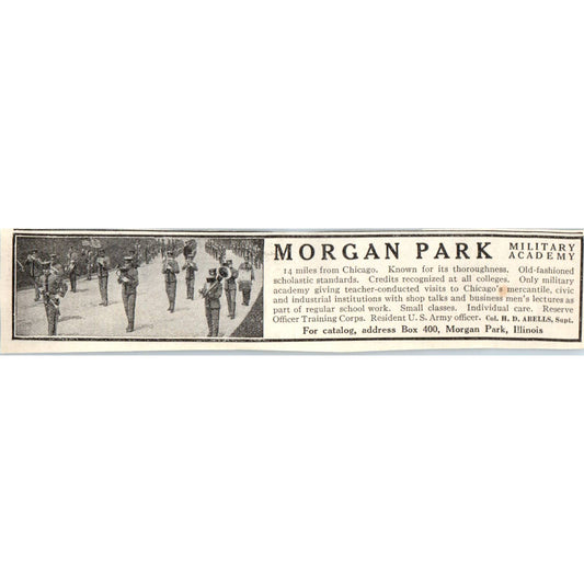 c1920 Harper's Ad - Morgan Park Illinois Military Academy Col. H.D. Abells EA3