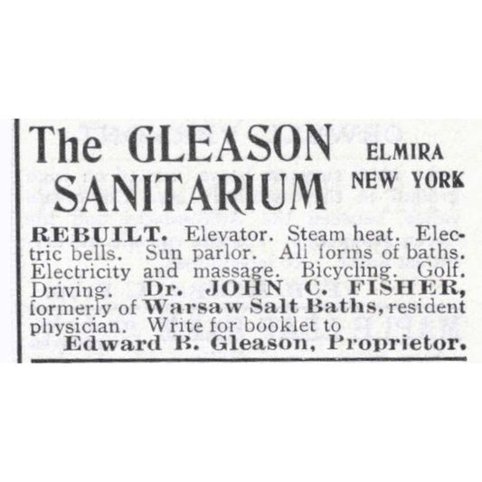 The Gleason Sanitarium Elmira NY Edward B. Gleason - 1903 Original Ad TJ7-S9