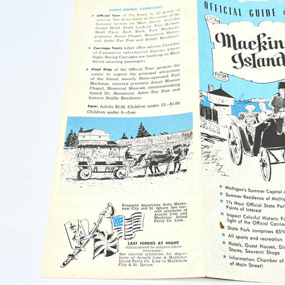 1960s Mackinac Island MI Official Travel Guide Fold Out Tourist Brochure AC1-1