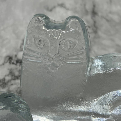 Lisa Larson 'Djur i Frihet', Crystal Cat Royal Krona Bookends Set of 2 TK1