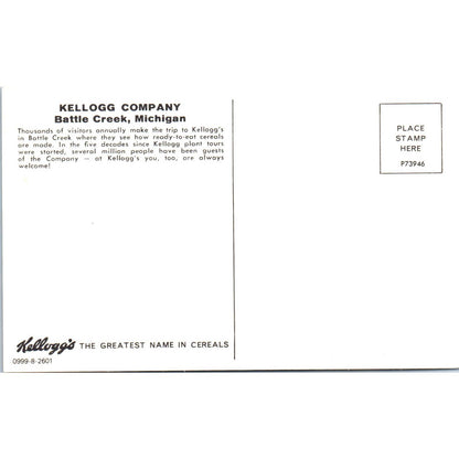 Kellogg Company Battle Creek Michigan Tony Tiger Original Postcard TJ9-P2