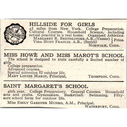 c1920 Harper's Ad - Rogers Hall Girls School Olive Sewall Parsons Lowell EA3-2