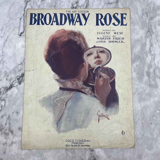 1920 Broadway Rose Sheet Music West Fried Spencer Portrait Goldbeck TH5