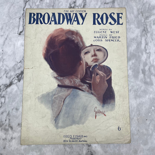 1920 Broadway Rose Sheet Music West Fried Spencer Portrait Goldbeck V38