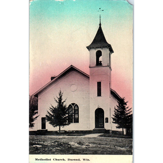 Methodist Church Durand Wisconsin 1915 Original Postcard TJ9-P3