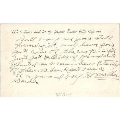 1919 WWI A.E.F. Overseas Easter Greetings Original Postcard TK1-26