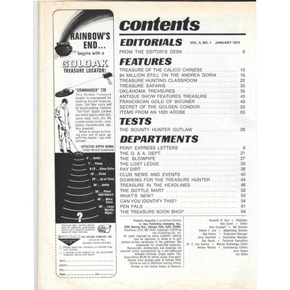 Treasure Magazine - Treasure Hunting Mines Buried Metal Detecting Jan 1974 MB4