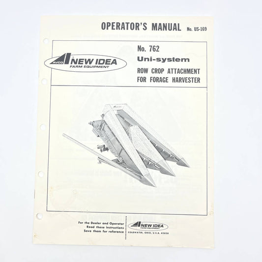 Original 1982 New Idea Manual 762 Uni-system Row Crop Forage Harvester TB9