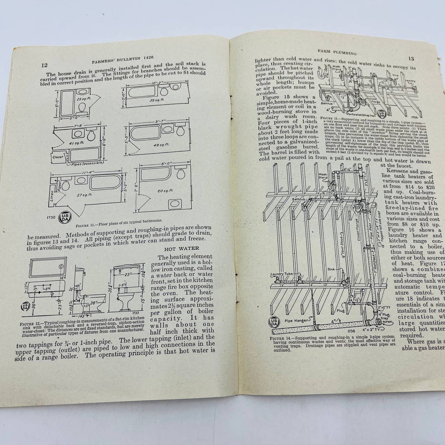 1946 Farm Plumbing Bulletin 1425 US Department of Agriculture Booklet C11