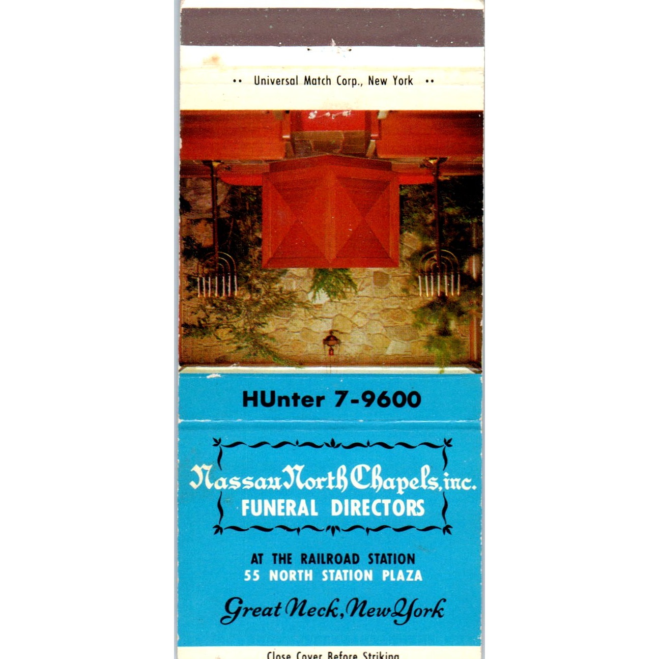 Nassau North Chapel Funeral Directors Great Neck NY Advertising Matchbook MM10-3