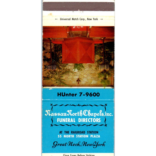 Nassau North Chapel Funeral Directors Great Neck NY Advertising Matchbook MM10-3