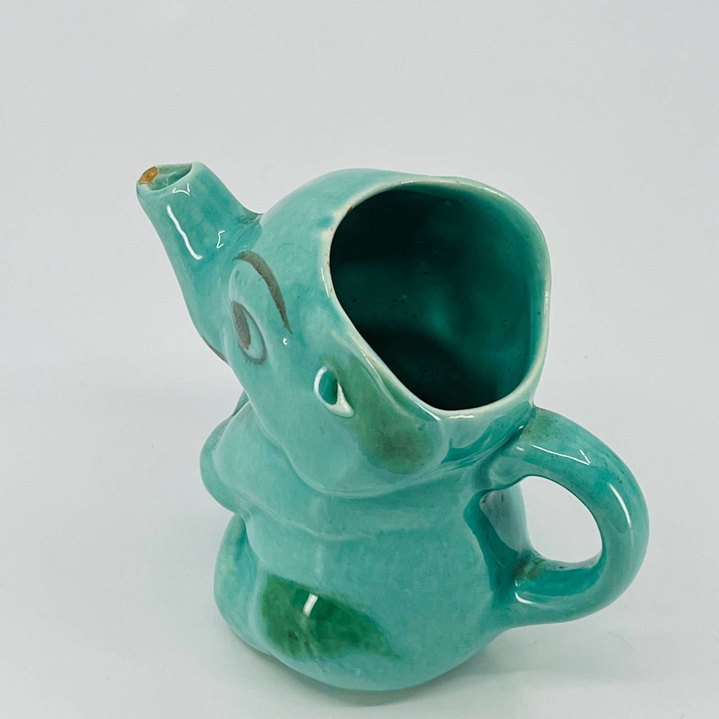 Vintage 1940s Hand Painted Teal Blue Elephant Creamer Pitcher 5.5” TB7