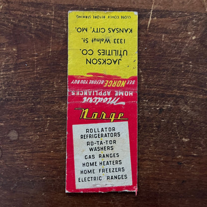 Jackson Utilities Co Kansas City MO Advertising Matchbook Cover MM11-6