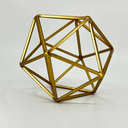 MCM Style Gold Tone Metal Geometric Tabletop Sculpture Bauble Accent 5” TE1