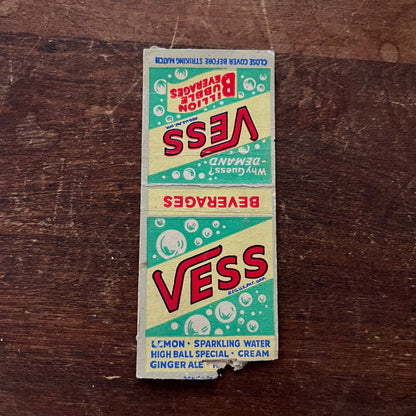 VESS Soda Pop Beverages Advertising Matchbook Cover MM8-9