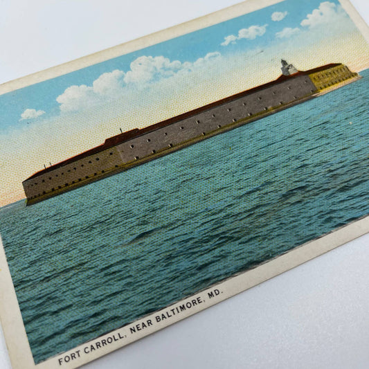 VTG Postcard WWI Era Birds Eye View Fort Carroll Near Baltimore Maryland MD PA1