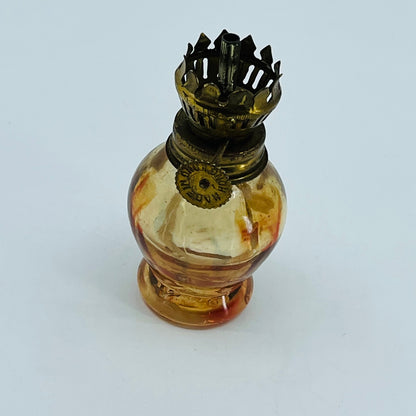Vintage Tiny 3” Glass Oil Lamp with Brass Hardware Hong Kong SC4