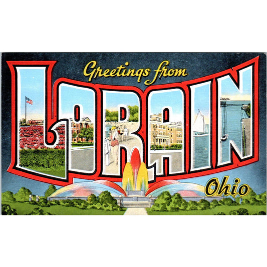 Vintage Postcard Greetings From Lorain OH TD8-O2