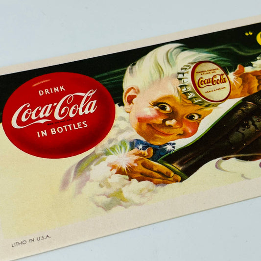 1953 Coca-Cola Coke Advertising Ink Blotter Lithograph featuring Sprite Boy C4