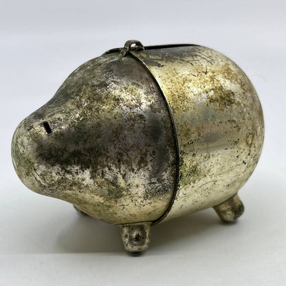 Vintage Napier Silver Plated Metal Piggy Coin Bank 4.5" TI2