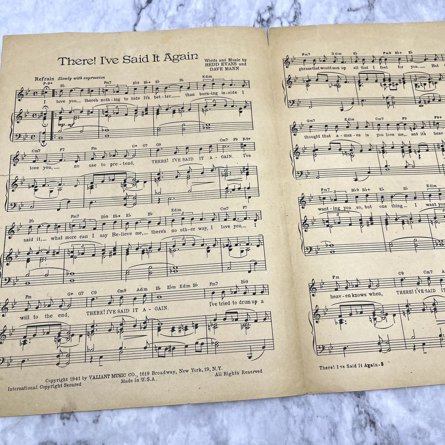 There, I've Said it Again Redd Evans Dave Mann 1941 Sheet Music V37-5