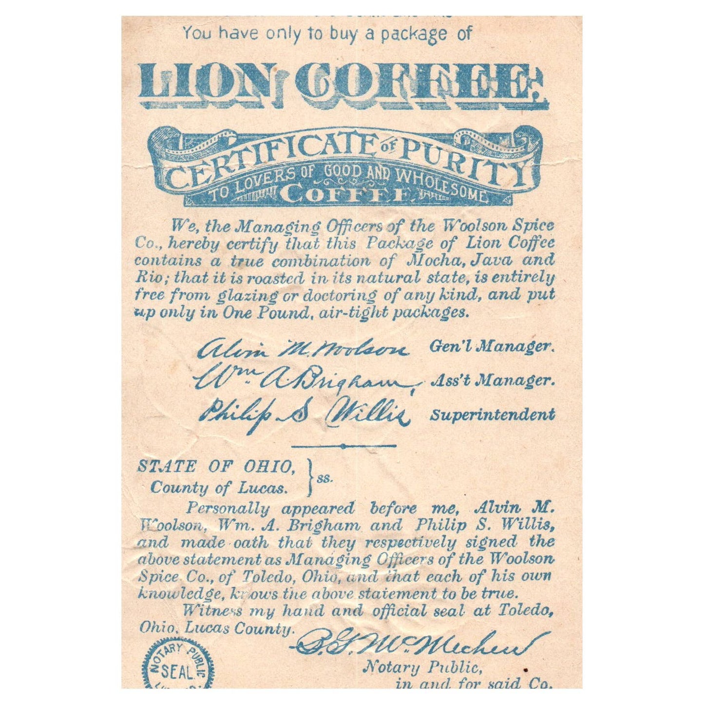 Lion Coffee Flowers Shoe Blue Butterfly - 1880s Victorian Trade Card TJ8-3